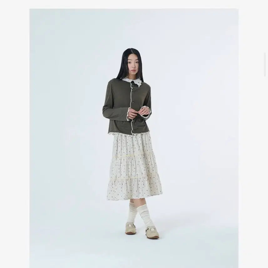 [BUNJANG] AIE Layered Cardigan - Khaki / 에이이에이이 레이어드 가디건 -카키