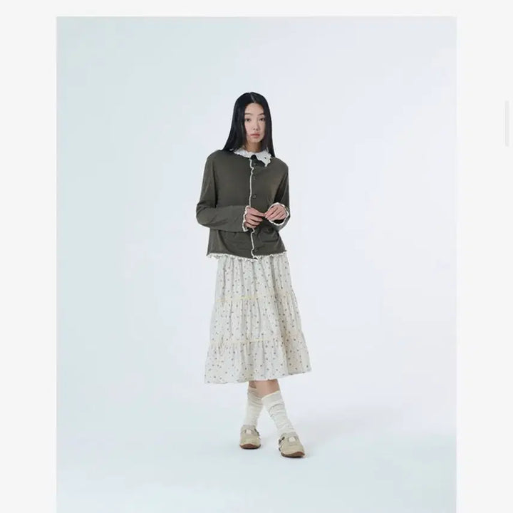 [BUNJANG] AIE Layered Cardigan - Khaki / 에이이에이이 레이어드 가디건 -카키