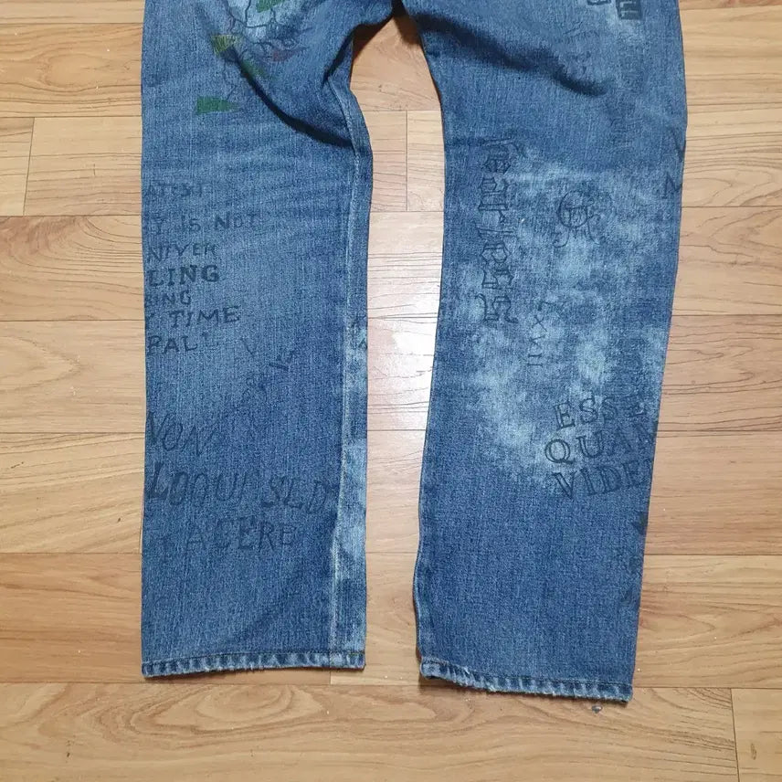 [SOLD OUT] 폴로 랄프로렌 매장정품 바릭 슬림 스트레이트 워싱 프린팅 데미지  빈티지
