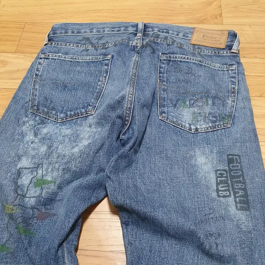 [SOLD OUT] 폴로 랄프로렌 매장정품 바릭 슬림 스트레이트 워싱 프린팅 데미지  빈티지