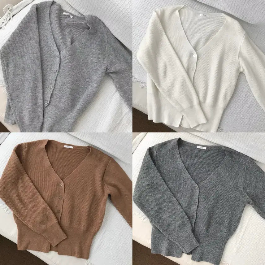 [SOLD OUT] 에이블리 포잇 브이넥 긴팔 니트 골지 가디건