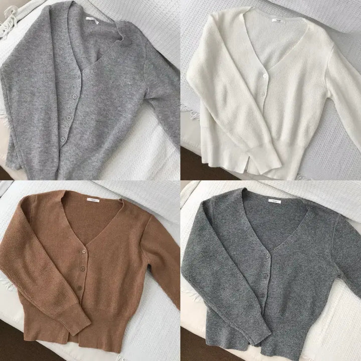 [SOLD OUT] 에이블리 포잇 브이넥 긴팔 니트 골지 가디건