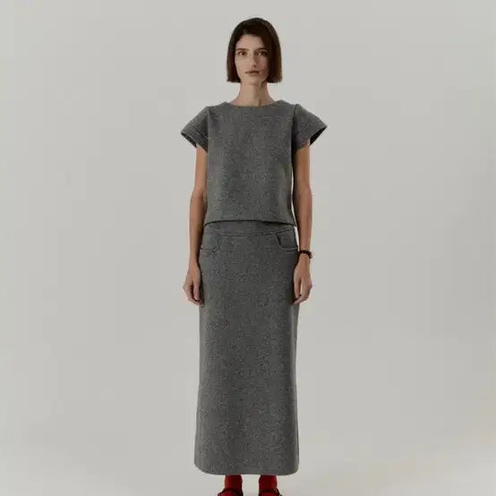 [BUNJANG] Rebold Wool Maxi Skirt &amp; Mini Top Set / Rebold 울맥시스커트+미니탑 세트(새상품) s
