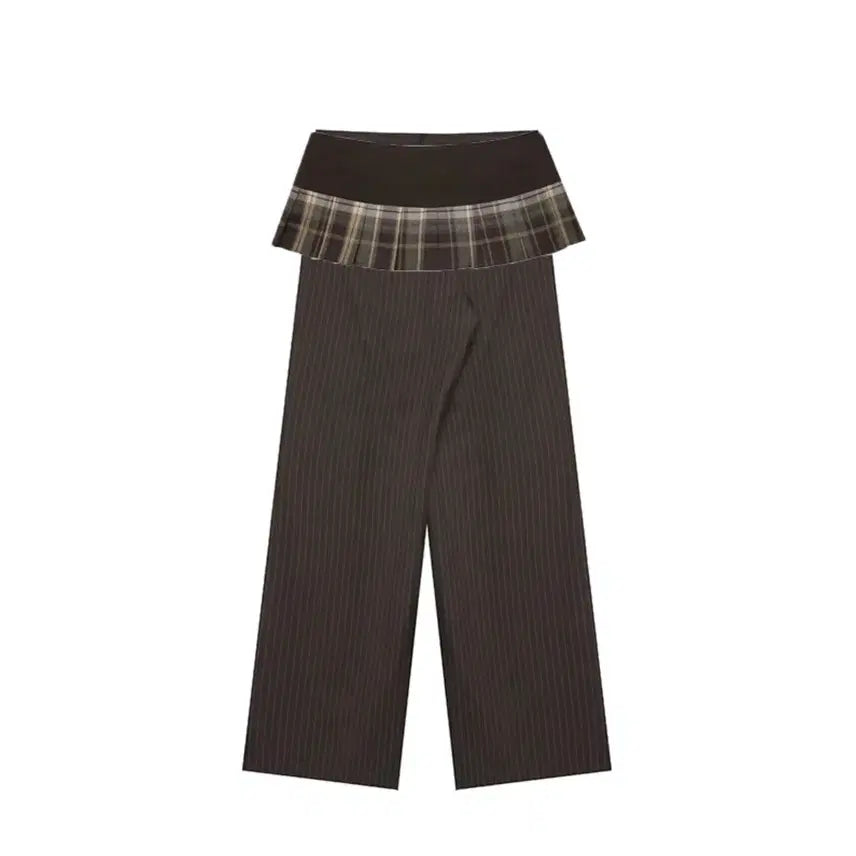 [BUNJANG] Latizen Check Pants Skirt (Brown) / 라티젠 체크 팬츠 스커 (브라운)