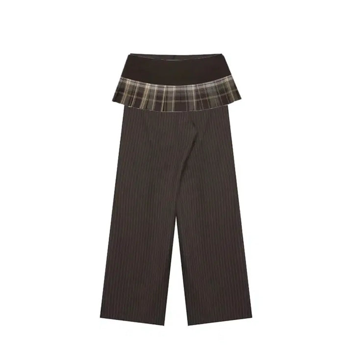 [BUNJANG] Latizen Check Pants Skirt (Brown) / 라티젠 체크 팬츠 스커 (브라운)