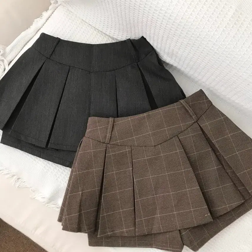 [SOLD OUT] 에이블리 포잇 체크 플리츠 미니스커트