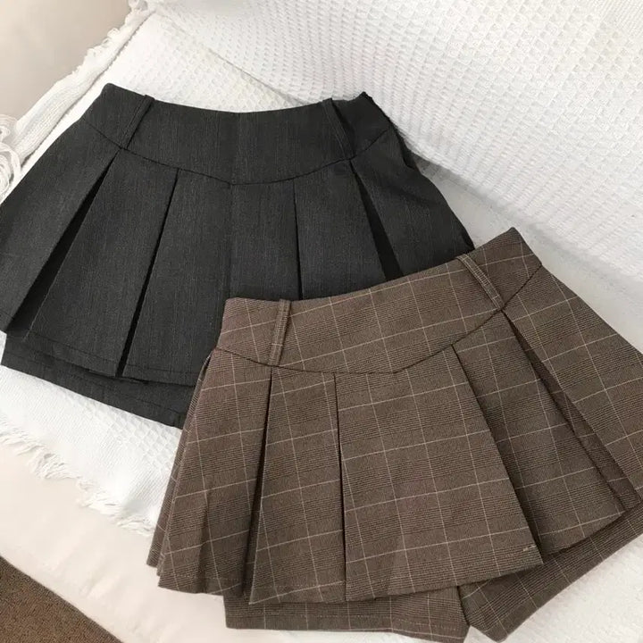 [SOLD OUT] 에이블리 포잇 체크 플리츠 미니스커트