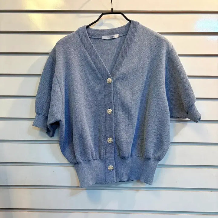[BUNJANG] MINIMUM Knit Cardigan Sky Blue / MINIMUM 반팔 니트 가디건 하늘색