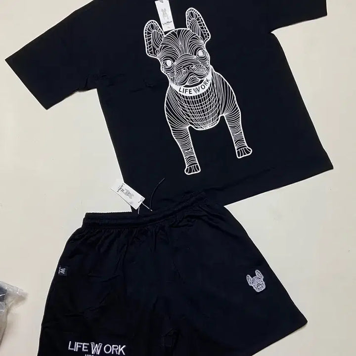 [SOLD OUT] 라이프워크 강아지 반팔티 반바지 세트 XL