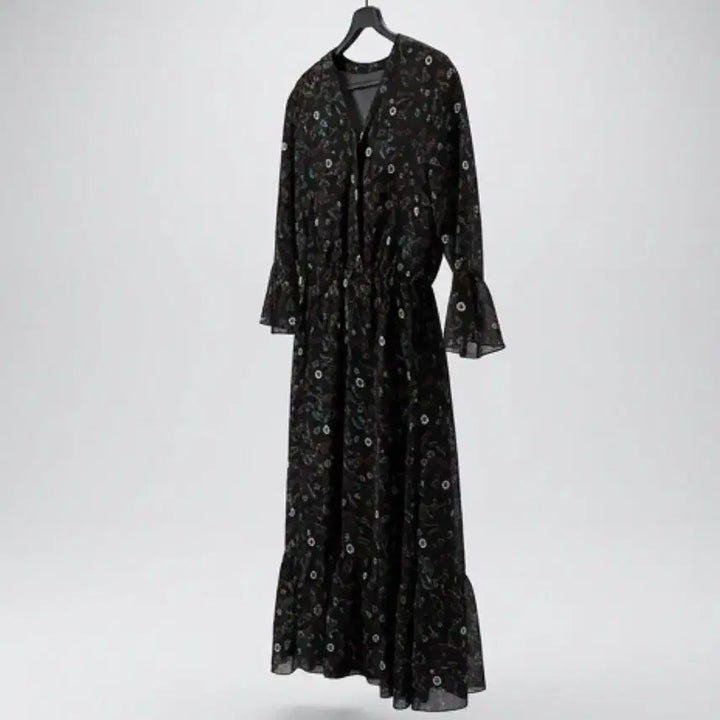 [BUNJANG] Nice Claup Floral Chiffon Dress - Black / 여성85/ 나이스클랍 플로럴 쉬폰 원피스 BK A-6