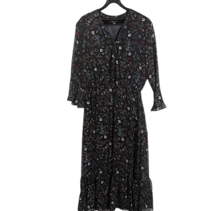 [BUNJANG] Nice Claup Floral Chiffon Dress - Black / 여성85/ 나이스클랍 플로럴 쉬폰 원피스 BK A-6