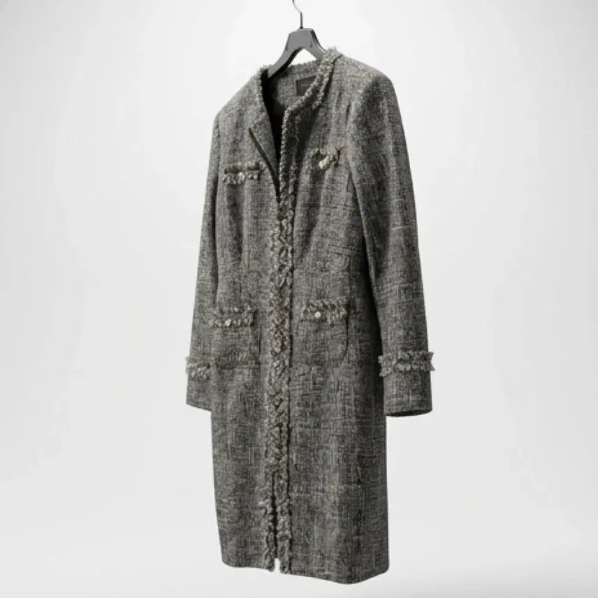 [BUNJANG] MARANT Zippered Tweed Dress Jacket BK / 여성M/ MARANT 국내제작 지퍼드 트위드 원피스 자켓 BK A-8