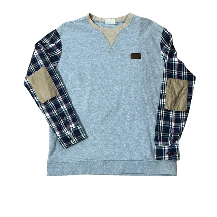 [BUNJANG] The North Face Elbow Patch Long Sleeve T-shirt / 노스페이스 체크 소매 맨투맹 티셔츠 (앨보우패치)