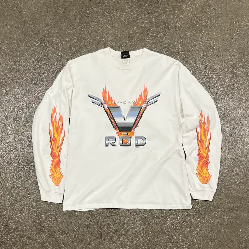 [BUNJANG] Harley Davidson Flame Long Sleeve Shirt / 00s 할리데이비슨 플레임 롱스리브 (105)