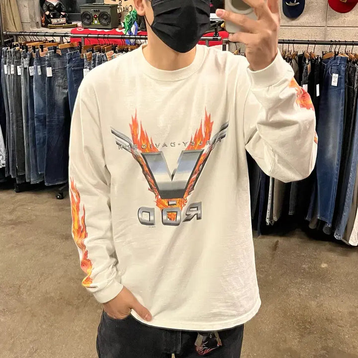 [BUNJANG] Harley Davidson Flame Long Sleeve Shirt / 00s 할리데이비슨 플레임 롱스리브 (105)