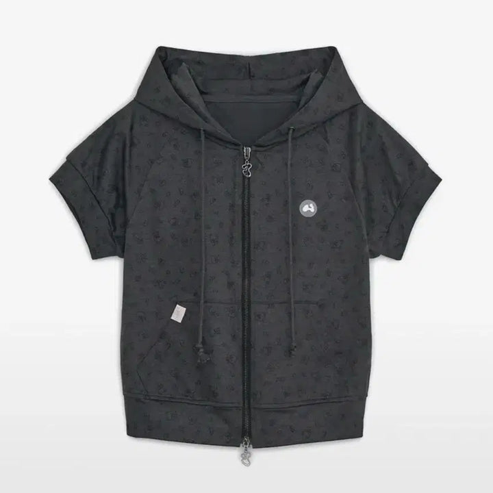 [BUNJANG] Hug Your Skin Koryakuma Print Hooded Zip-up Charcoal / 허그유어스킨 코리락쿠마 프린트 후드집업 차콜
