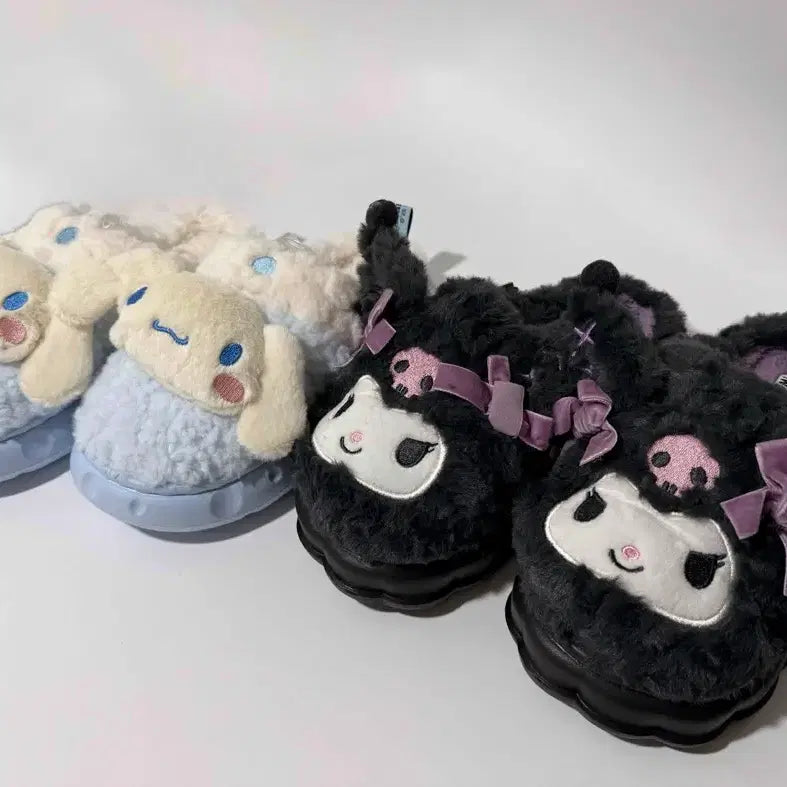 [BUNJANG] Sanrio Cinnamoroll Kuromi Fuzzy Slippers / 산리오 시나모롤 쿠로미 털 슬리퍼
