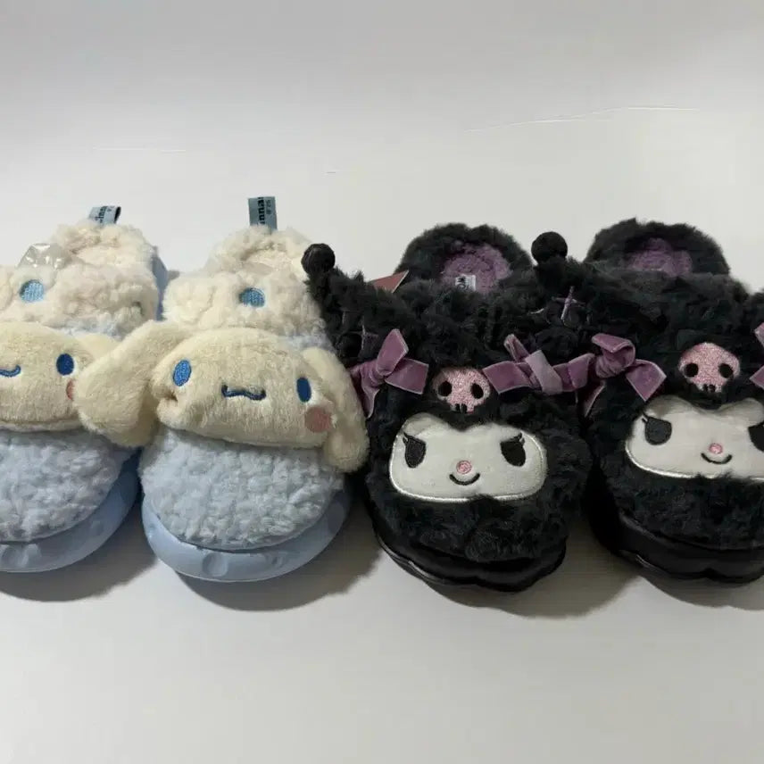 [BUNJANG] Sanrio Cinnamoroll Kuromi Fuzzy Slippers / 산리오 시나모롤 쿠로미 털 슬리퍼