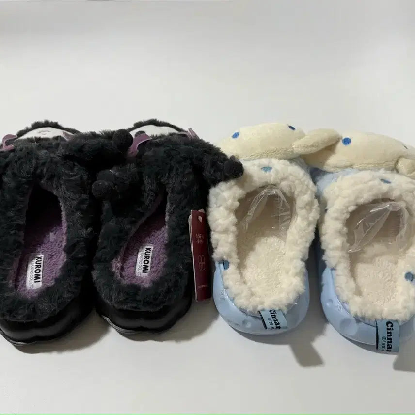 [BUNJANG] Sanrio Cinnamoroll Kuromi Fuzzy Slippers / 산리오 시나모롤 쿠로미 털 슬리퍼