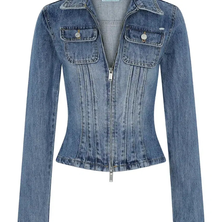 [BUNJANG] Pale Jade Corset Denim Jacket / (새상품) 페일제이드 청자켓 코르셋 데님 집업 Corset Denim