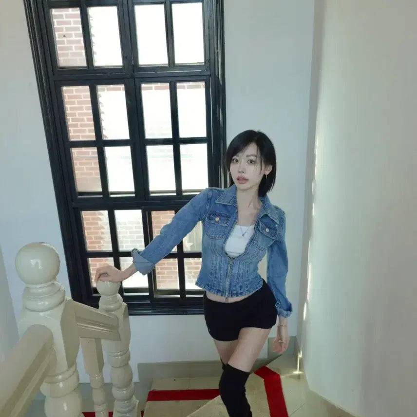 [BUNJANG] Pale Jade Corset Denim Jacket / (새상품) 페일제이드 청자켓 코르셋 데님 집업 Corset Denim