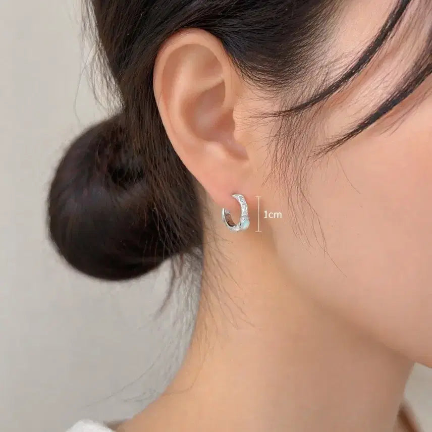 [BUNJANG] S925 Silver Opal Birthstone Earrings / 탄생석 10월, S925 실버, 오팔 원석, 원터치 링 은 귀걸이