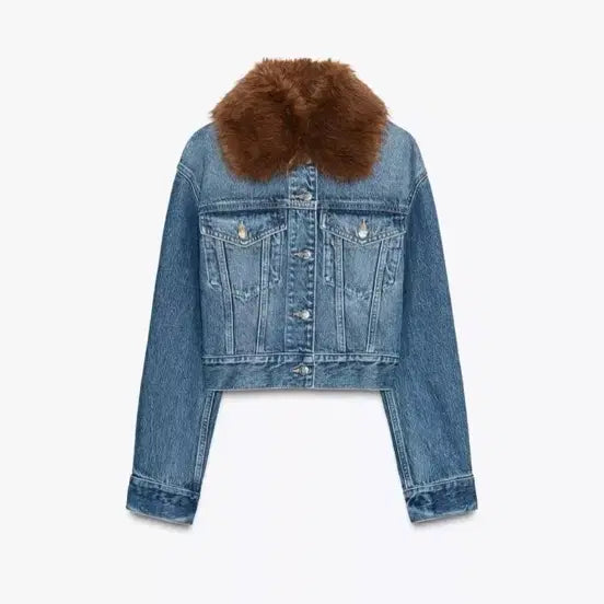 [BUNJANG] ZARA 자라 탈부착 퍼 카라 청자켓 데님 자켓/점퍼 (새상품) / ZARA 자라 탈부착 퍼 카라 청자켓 데님 자켓/점퍼 (새상품)