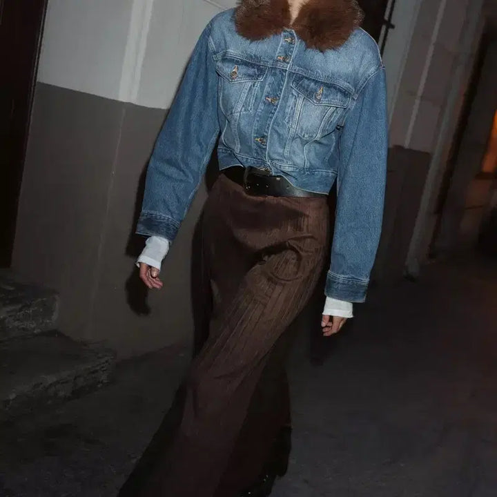 [BUNJANG] ZARA 자라 탈부착 퍼 카라 청자켓 데님 자켓/점퍼 (새상품) / ZARA 자라 탈부착 퍼 카라 청자켓 데님 자켓/점퍼 (새상품)
