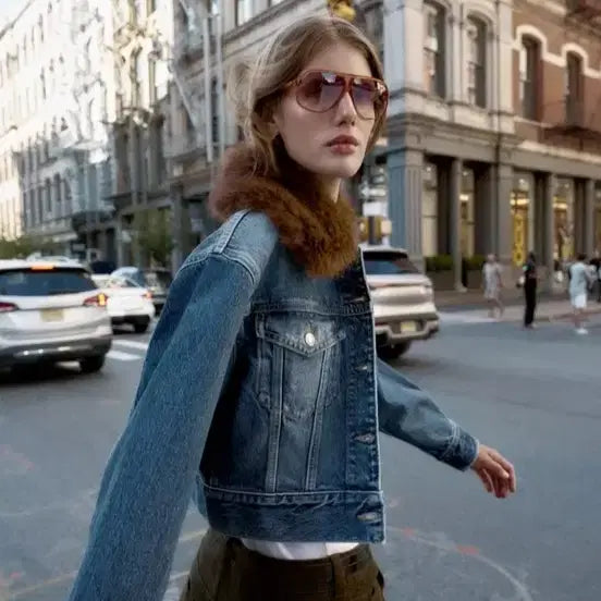 [BUNJANG] ZARA 자라 탈부착 퍼 카라 청자켓 데님 자켓/점퍼 (새상품) / ZARA 자라 탈부착 퍼 카라 청자켓 데님 자켓/점퍼 (새상품)
