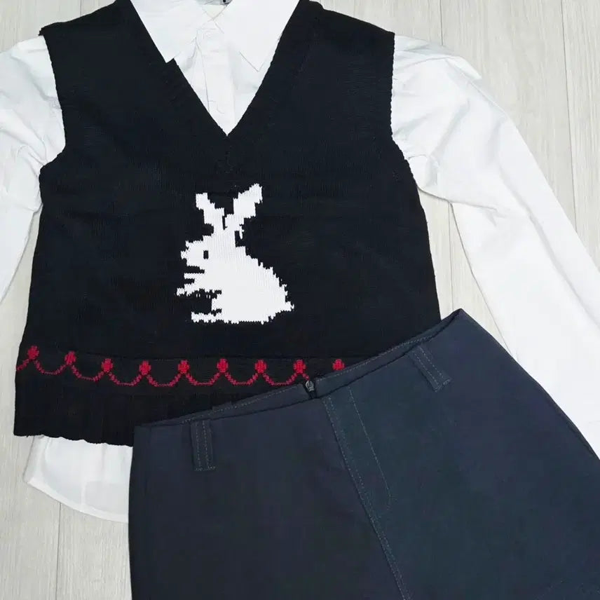 [BUNJANG] 3-Piece Set: Shirt, Knit Vest, Skirt / ㅁ새상품ㅁ 셔츠 니트베스트 스커트 3ps 세트