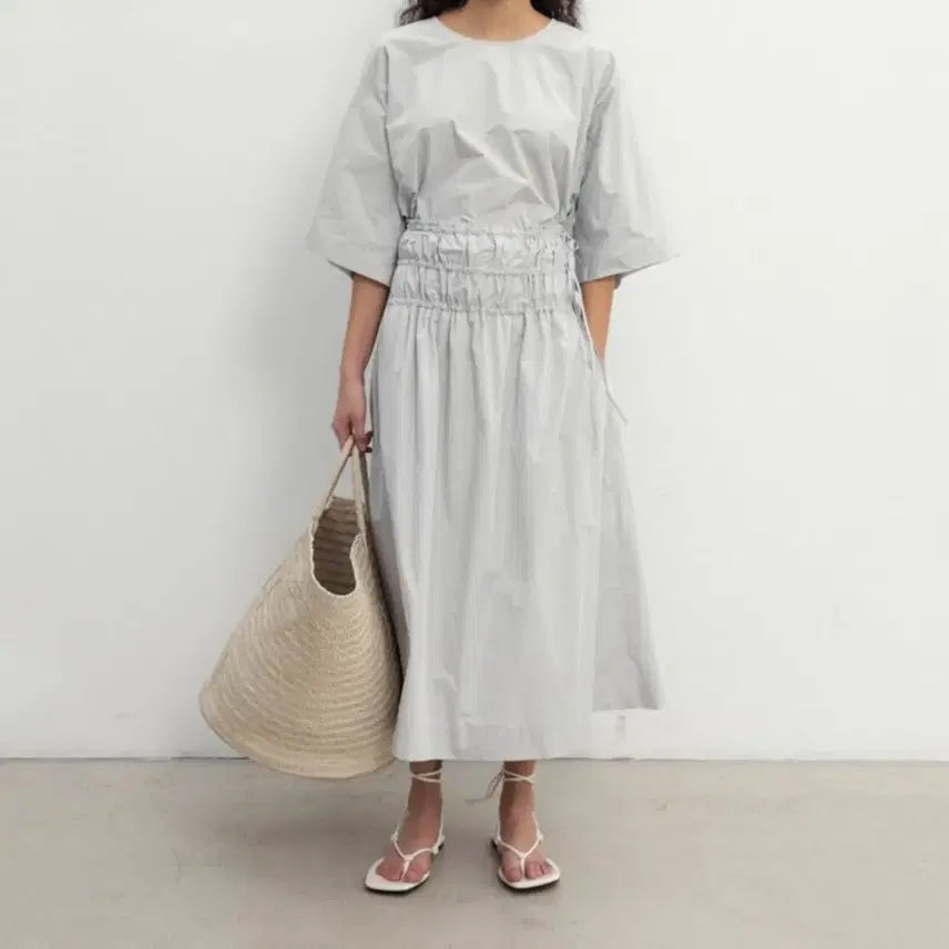 [BUNJANG] Monoha Silky Shirring Skirt - Black / 모노하 실키셔링스커트 블랙 새상품
