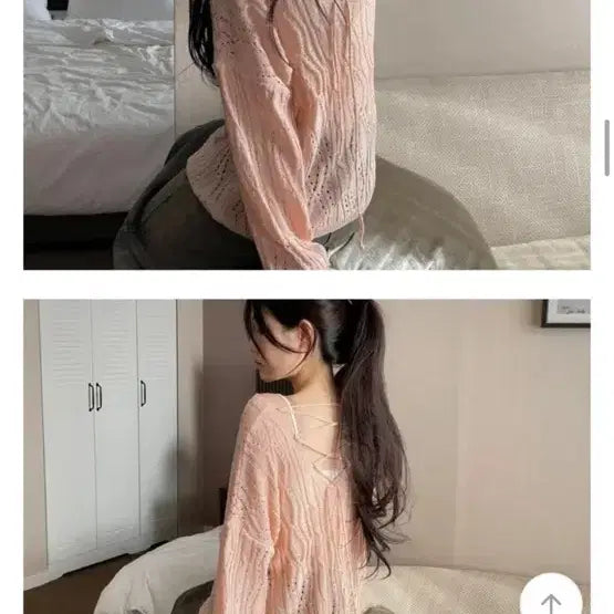 [SOLD OUT] 핀터깔 모리걸 아일렛 피치 시스루니트