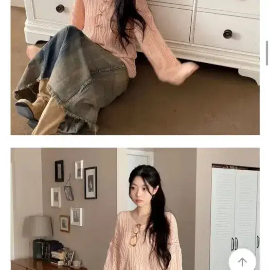 [SOLD OUT] 핀터깔 모리걸 아일렛 피치 시스루니트