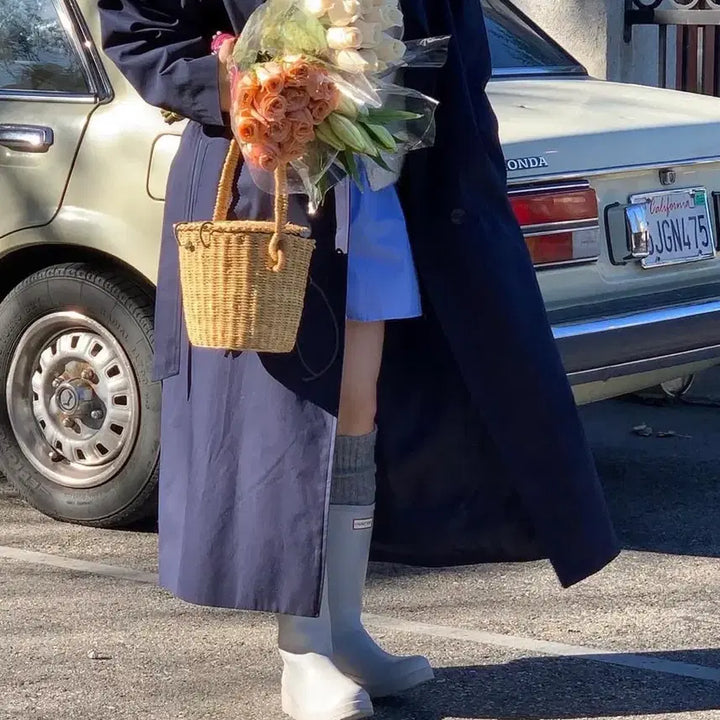 [BUNJANG] Without Summer Trench Coat Navy / 위드아웃썸머 트렌치코트 네이비