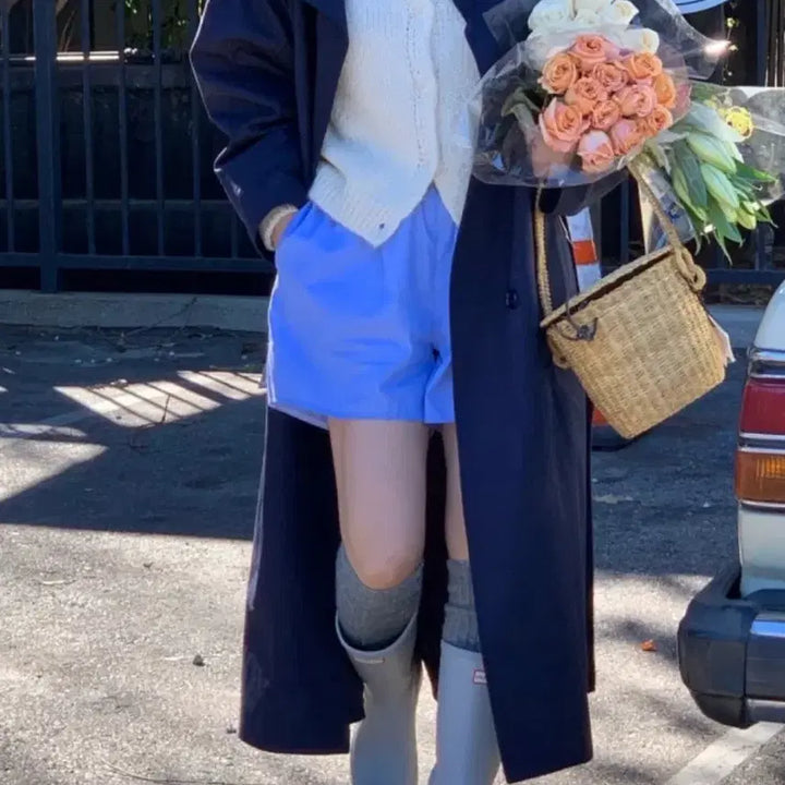 [BUNJANG] Without Summer Trench Coat Navy / 위드아웃썸머 트렌치코트 네이비