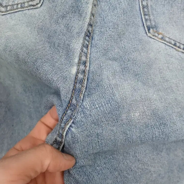 [BUNJANG] Wide Denim Jeans / 최대허리26이하 약간허리밴딩 와이드청바지 가랭이부분수선흔적통넓어요