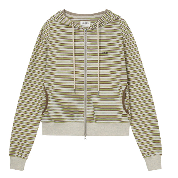 [BUNJANG] aeae Stripe Hoodie Zip-up (Green) / 에이이에이이(aeae) 스트라이프 후드집업(그린)