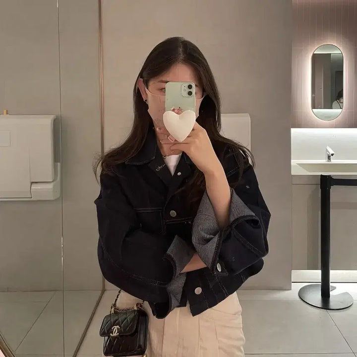 [BUNJANG] Courgette Denim Crop Jacket / 코제트 데님생지크롭자켓 청자켓 온드민 샵모도 온스 게드 타낫 퍼빗 미네트