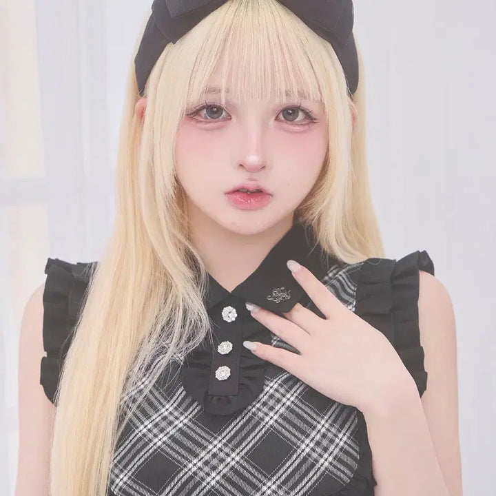 [BUNJANG] Michel Macaron Frill Trim Check Mini Dress / 미셸마카롱 프릴 트림 체크 미니 원피스