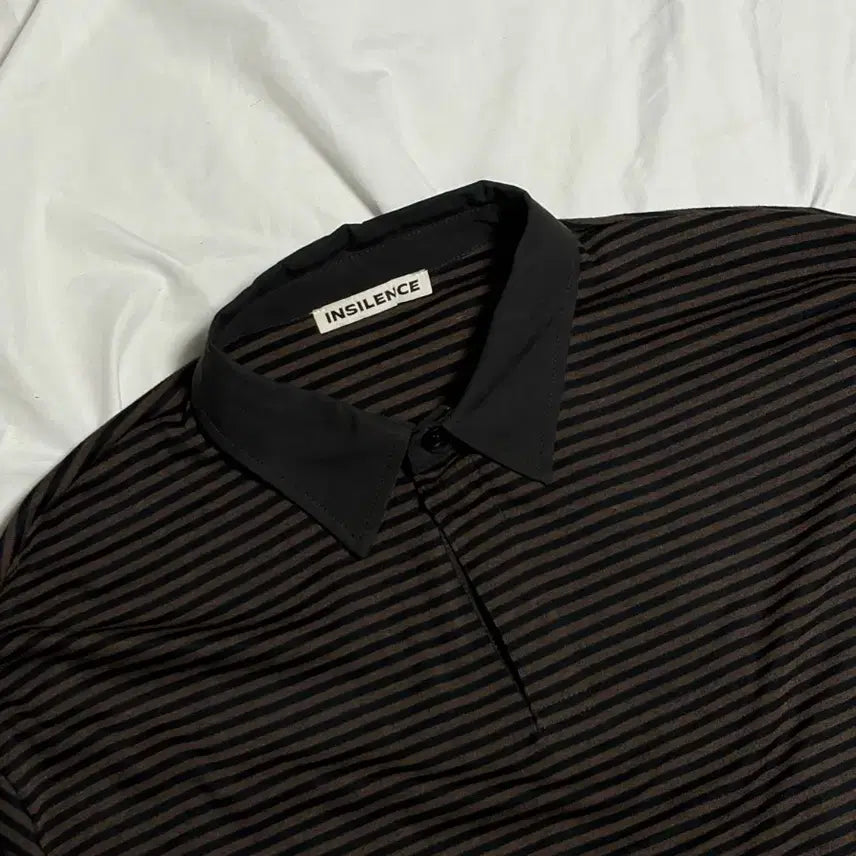[BUNJANG] In Silence Stripe Rugby Polo Shirt / 인사일런스 스트라이프 럭비 폴로 BROWN