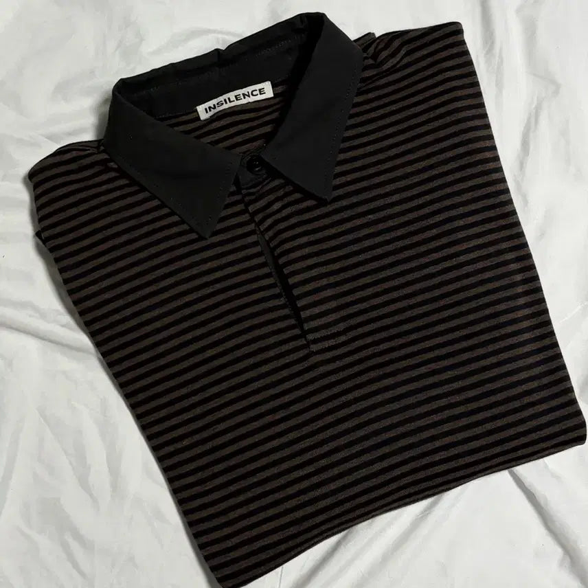 [BUNJANG] In Silence Stripe Rugby Polo Shirt / 인사일런스 스트라이프 럭비 폴로 BROWN