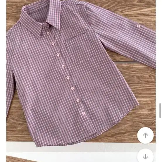 [BUNJANG] Pink Check Roll-Up Shirt / 핑크 체크 롤업 셔츠