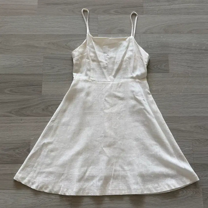 [BUNJANG] Linen Bustier Strap Flare Mini Dress / 린넨 뷔스티에 끈 나시 플레어 미니 원피스