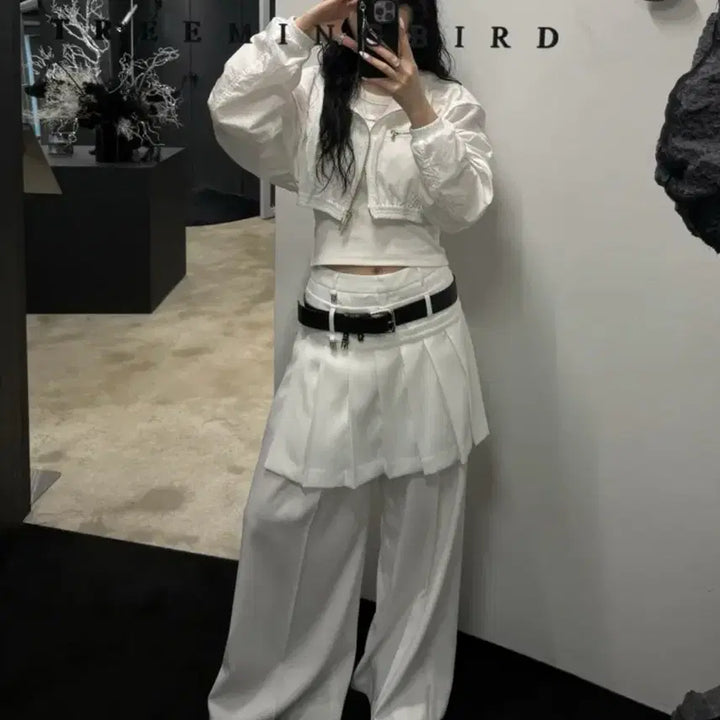 [BUNJANG] Trimming Bird Flowing Pleated Layered Pants Black S / 트리밍버드 Flowing Pleated 레이어드 팬츠 블랙 S