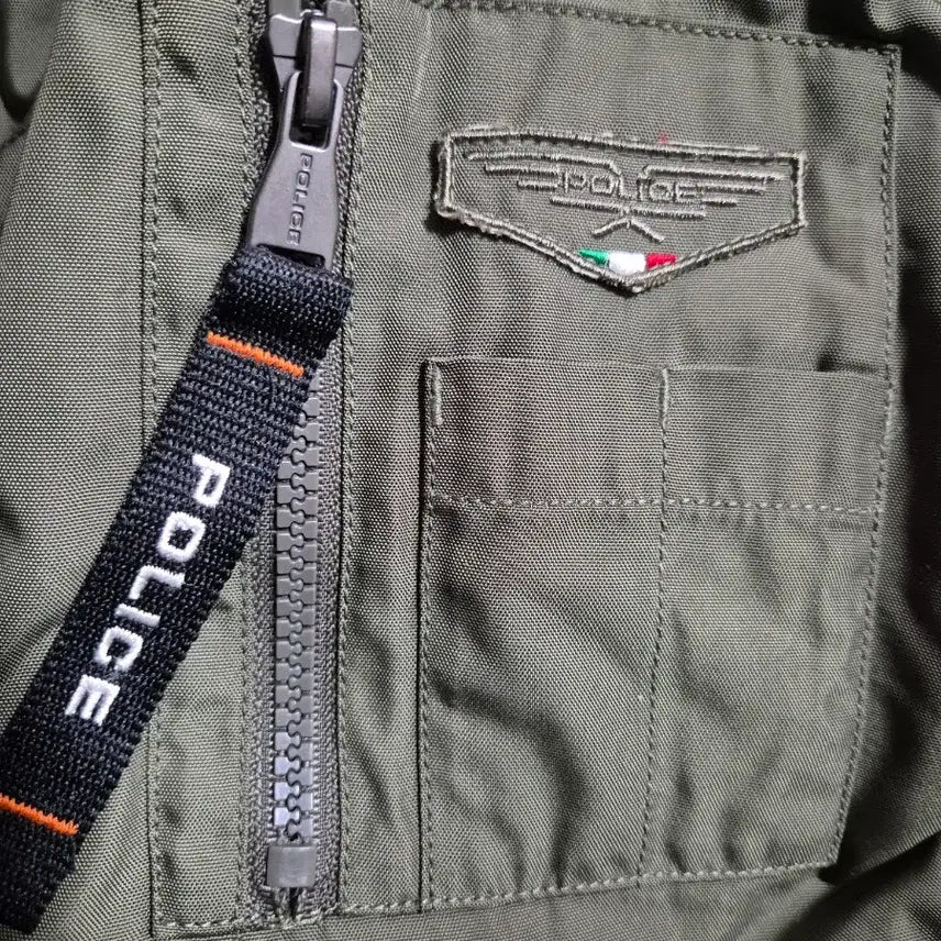 [BUNJANG] POLICE Khaki Bomber Jacket / POLICE 폴리스 카키 항공점퍼 봄버 자켓