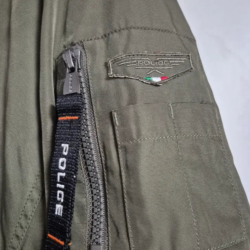 [BUNJANG] POLICE Khaki Bomber Jacket / POLICE 폴리스 카키 항공점퍼 봄버 자켓
