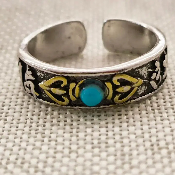[BUNJANG] Tibetan Vajra Six-Syllable Mantra Amulet Ring / 티베트 금강저 6자진언 부적 반지