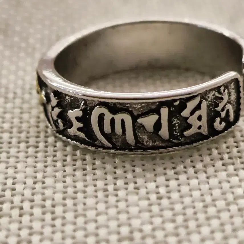 [BUNJANG] Tibetan Vajra Six-Syllable Mantra Amulet Ring / 티베트 금강저 6자진언 부적 반지