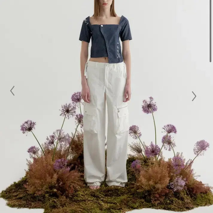 [BUNJANG] YUSE Square Neck Denim Lace-up Top / YUSE유즈 스퀘어넥 데님 레이스업 탑 S