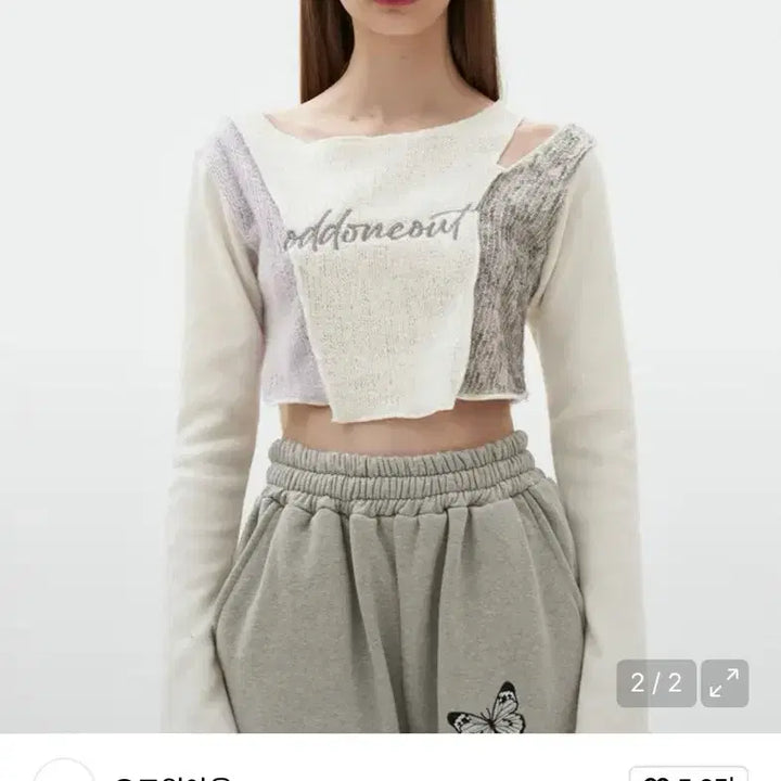 [BUNJANG] Odd One Out Patchwork Crop Knit / 오드원아웃 패치워크 크롭 니트